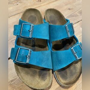 Teal Birkenstock sandals